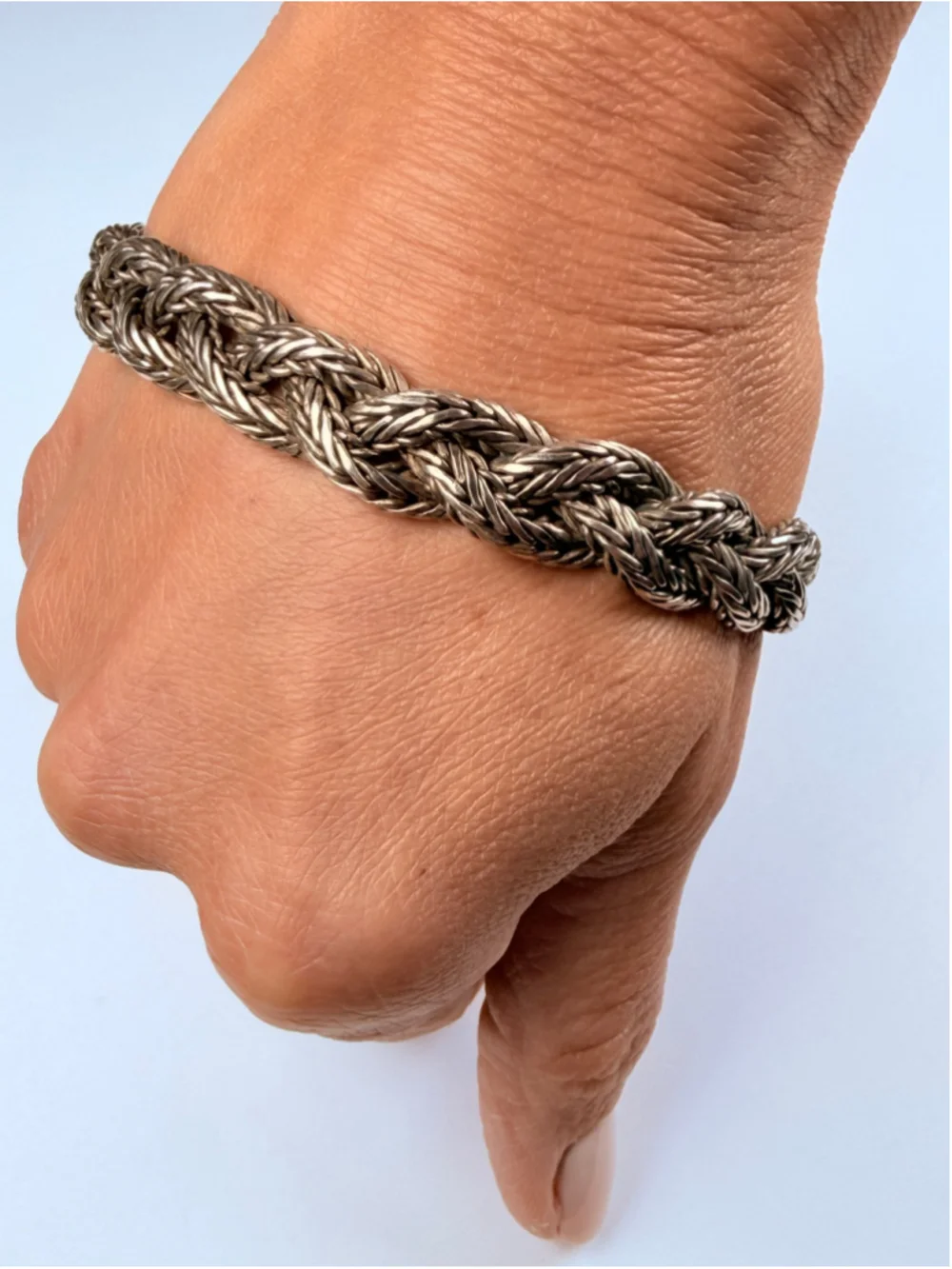 Classic Chain Tulang Naga Braided Dragon Weave 925 Sterling Silver VTG Bracelet